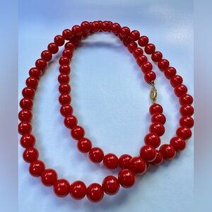 Vintage Red Beaded Necklace